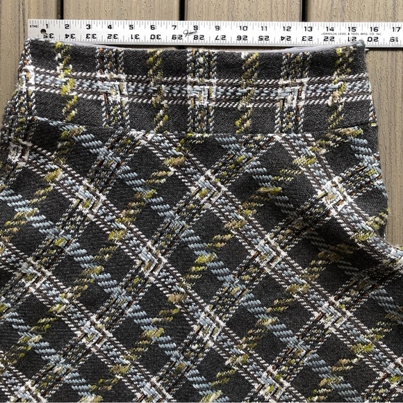 Sevier Skirts Plaid A-Line Skirt Grey, White, Light Blue & Metallic Copper Sz 10 - Picture 2 of 7